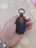 適用于標致鑰匙包真皮鑰匙套308/4008/5008/2008/301/408標志汽車(chē)鑰匙扣保護殼 B款【折疊三鍵】瘋馬皮藍色 曬單實(shí)拍圖