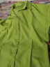 元乐申雪纺短袖衬衫女夏季薄款新款高级感法式V领中袖上衣 绿色 6188 2XL 建议125-140斤 实拍图