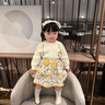 幼歌（YOUGE） 女童法式碎花公主風(fēng)蛋糕裙寶寶甜美可愛(ài)蝴蝶結蓬蓬裙子 米底印花 80 cm 曬單實(shí)拍圖
