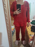 富信康結婚睡衣情侶兩套裝新婚春秋季紅色長(cháng)袖純棉男女喜慶本命年家居服 ZYM-23839 XL -女【高165-173-重110-140】 曬單實(shí)拍圖