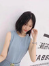 miss nitaly 高腰無袖連衣裙新款夏季法式中長款圓領(lǐng)氣質(zhì)A字背心裙收腰百褶裙 霧霾藍(lán) M 曬單實拍圖