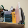 得力（deli）多功能收纳盒置物架 抽屉书立二合一带提手 学生/办公 蓝色 实拍图