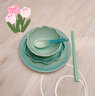 摩卡色mocarose炻瓷花邊碗創(chuàng  )意櫻花形甜品水果送禮物早餐三件套 早餐三件套-孔雀青 曬單實(shí)拍圖