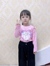 巴布豆女童長(cháng)袖t恤春秋季純棉親膚寶寶時(shí)尚洋氣荷葉邊童裝打底衫上衣 粉/油畫(huà)巴布妮+紫/花瓣姐妹 120 曬單實(shí)拍圖
