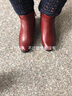 依斯諾宇短靴女冬媽媽鞋中老年鞋棉鞋女皮鞋女冬大碼女棉靴粗跟防滑冬季鞋 8618紅色加絨 39 曬單實(shí)拍圖