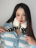 玉柳緣 圍巾女冬季韓版潮百搭保暖毛絨圍巾波點(diǎn)毛絨交叉護(hù)頸小圍脖 米色 尺寸約75*9CM 曬單實(shí)拍圖