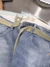 歐索狼（OUSUOLANG）淺藍色刮爛九分牛仔褲男潮牌錐形小腳彈力質(zhì)感補丁薄款9分褲子男 淺藍色 32 曬單實(shí)拍圖