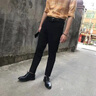 啄木鳥 西褲男休閑褲男春夏秋季新款潮流男褲直筒西褲男修身小腳長(zhǎng)褲子 黑+黑 31 曬單實(shí)拍圖