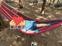 凱路德（KAIROAD）吊床戶外加厚加寬雙人秋千木桿帆布彩條單人吊床戶外休閑防側(cè)翻 【雙人】藍(lán)白+S勾+眼罩 曬單實(shí)拍圖