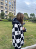 鴨鴨（YAYA）羊羔毛羽絨服女中長(zhǎng)款2023冬季新款加絨加厚外套 奶咖格 S 曬單實(shí)拍圖