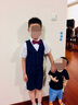 蘿卜唄唄 新款兒童禮服西裝男童婚禮花童禮服兒童鋼琴演出男孩主持表演西裝小孩走秀西服 藍色三件套（馬甲+短褲+領(lǐng)結） 90cm建議體重20-26斤 曬單實(shí)拍圖