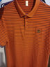 羅蒙（ROMON）高級感華夫格菠蘿紋polo男士短袖t恤衫夏季休閑修身潮流條紋翻領(lǐng) 橙色 L 120-130斤 曬單實(shí)拍圖