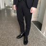 錦宮西裝男套裝結(jié)婚新郎禮服修身韓版英倫風(fēng)潮流帥氣條紋休閑男士西服 1819黑色兩件套 L 曬單實(shí)拍圖