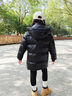 高梵90高蓬鵝絨黑金兒童羽絨服4.0中長(zhǎng)款男童女童加厚鵝絨服冬季外套 黑色亮面 140 曬單實(shí)拍圖