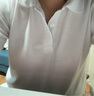 Lauaird polo女短袖夏季運動上衣棉質(zhì)有翻領(lǐng)T恤女工作服定制印logo 白色 XL 130-145斤 曬單實拍圖