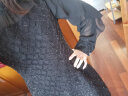 莎妮朵罗连衣裙新款2024春装韩版高腰遮肚子A字荷叶边裙赫本风小黑裙16701 黑色 5XL建议195-220斤穿着 实拍图