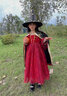 小咔衣濃萬(wàn)圣節兒童服裝女童禮服角色小女孩舞會(huì )cosplay女巫吸血鬼演出服 萬(wàn)圣節酒紅色服裝+帽子+披肩 130 曬單實(shí)拍圖
