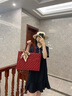 伊梵絡(luò)（EAVALURE）紅色包包女大容量2024新款潮質(zhì)感婚包婚禮手提包結(jié)婚新娘包 紅色大號(hào) 曬單實(shí)拍圖