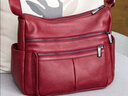 北狐真牛皮多層包女真皮斜挎包女大包大容量頭層牛皮百搭中年純皮女包 酒紅色 大號升級牛皮 曬單實(shí)拍圖