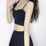 JERRIE MOCK隱形交叉美背內(nèi)衣女夏季薄款無(wú)痕文胸罩一體式抹胸外穿露背心 黑色 M【建議95-115斤】 曬單實(shí)拍圖