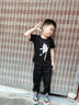 酷系（Cuulrite）兒童舞蹈服男童演出服專(zhuān)業(yè)T恤套裝現代舞服練功服男生拉丁舞服裝 黑色圓領(lǐng)短袖+蘿卜褲 120 身高115-125cm 曬單實(shí)拍圖