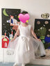 喵駝中童的禮服網(wǎng)紅女童連衣裙童裝新款蓬蓬裙洋氣小女孩公主裙學(xué)生裙鋼琴款花童 白色 背心 120【收藏送頭花】 曬單實(shí)拍圖