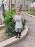 安奈兒（Annil）女童半身裙兒童百褶裙夏季女孩黑色學(xué)院風(fēng)短款裙子 暮光花灰 140 cm 曬單實(shí)拍圖