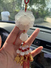 禧卡森  汽車(chē)掛件玉石貔貅高級感新款車(chē)內飾品擺件平安車(chē)載掛飾吊飾女 紅色沙金如意平安墜 曬單實(shí)拍圖