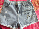 puhp女裝破洞毛邊牛仔短褲女2026年新款夏季薄款顯瘦時(shí)尚a字寬松刺繡 1766[藍色] 3XL 曬單實(shí)拍圖
