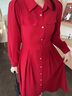 經(jīng)典故事（JANE STORY）高端簡(jiǎn)約紅色連衣裙女2025新款春季長(cháng)袖修身通勤職業(yè)OL氣質(zhì)襯衫裙 C05深紅色 XL 曬單實(shí)拍圖