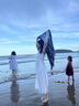 CHANEELR & KARITH披肩2025新款民族風(fēng)云南扎染流蘇薄款圍巾多功能保暖防曬超大披風(fēng) 藍(lán)色 180x87cm 曬單實拍圖