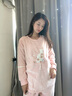嬌銀月子服孕婦哺乳睡衣懷孕期產(chǎn)后喂奶秋冬保暖加厚寬松珊瑚絨套裝 淺粉（保暖雙層絨） M（適合體重120斤以內(nèi)） 曬單實拍圖