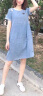 墨茉（MORIMUIR）夏季新款连衣裙短袖牛仔薄露肩弹力宽松韩版女装百搭春中长裙子女 蓝色 XL(115-125斤) 实拍图