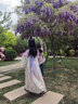 久愛久兒童漢服女童夏季古風(fēng)連衣裙唐裝古裝襦裙小女孩演出服 重工刺繡福蝶紫色 140 曬單實(shí)拍圖