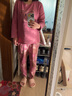 仕樂(lè)純棉卡通印花女款家居服圓領(lǐng)長(zhǎng)袖長(zhǎng)褲套裝可外穿本命年紅睡衣 胭脂紅  XL 曬單實(shí)拍圖