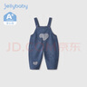 JELLYBABY牛仔褲女童春秋寶寶洋氣春季長(zhǎng)褲兒童春裝小童時(shí)髦背帶褲 牛仔藍(lán) 90 CM 曬單實(shí)拍圖