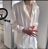 遙渠（YAO QU）冰絲襯衫男夏季薄款ins感男士白襯衫寬松百搭外套男痞帥休閑襯衣 白色-Y01 5XL 曬單實(shí)拍圖
