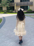 迪士尼（Disney）女童裙子春秋款長(cháng)袖秋季連衣裙2025新款兒童秋裝公主裙小女孩洋氣 香檳色 送模特同款發(fā)飾 100 cm 曬單實(shí)拍圖