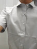 POWO襯衫男士短袖深藍(lán)韓版修身青年商務(wù)休閑男裝夏季襯衣薄款免燙襯衫 淺灰色 39 碼（適合105-120斤） 曬單實(shí)拍圖