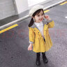 新品女童風(fēng)衣外套春秋2019新款洋氣中長(cháng)款花邊韓版兒童秋季上衣女寶寶秋裝風(fēng)衣連帽款 黃色 120碼建議115cm 曬單實(shí)拍圖