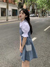 唐菓蜜牛仔連衣裙女夏季2024新款女裝法式復古減齡學(xué)院風(fēng)假兩件學(xué)生裙子 牛仔藍 M 曬單實(shí)拍圖