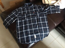 街頭定藝格子襯衫男七分袖韓版潮流襯衣港風(fēng)帥氣很仙的上衣情侶裝外套慵懶風(fēng) 青白格 4XL 曬單實(shí)拍圖