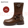 達(dá)芙妮（DAPHNE）馬丁靴女2024爆款春季復(fù)古百搭騎士靴網(wǎng)紅中筒加絨西部牛仔靴女 棕色【美拉德中筒靴】 36 曬單實(shí)拍圖