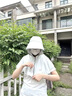 易茶遮臉?lè )罆穹雷贤饩€(xiàn)女遮陽(yáng)帽披肩騎車(chē)夏季面紗護頸全臉透氣防曬面罩 白色 均碼 曬單實(shí)拍圖