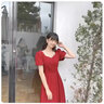 塞德勒（SAIDELE）敬酒服新娘2025新款結婚酒紅色夏季訂婚禮服小個子平時可穿連衣裙 酒紅色中長款 M (建議96-105斤) 曬單實拍圖