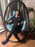 南柯一夢(mèng)加厚吊椅吊籃藤椅坐墊可洗圓形搖籃墊靠墊秋千鳥(niǎo)巢單人搖椅墊子 湖藍(lán)色【直徑105cm厚度12cm】 曬單實(shí)拍圖