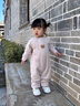 Aengbay昂貝 嬰兒德絨連體衣秋季保暖衣嬰幼兒睡衣哈衣寶寶衣服春秋款 條紋熊 80cm 曬單實拍圖