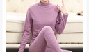 恒源祥保暖內衣女加絨加厚套裝 加絨中高領(lǐng)秋衣秋褲 中老年羊絨貼片護膝 羊絨貼片淺紫 中領(lǐng) L 曬單實(shí)拍圖
