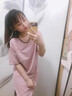莫代爾短袖露背性感蕾絲睡裙夏季薄款網(wǎng)紅睡衣秋冬舒適休閑家居服連衣裙 粉色 M 80-110斤 曬單實(shí)拍圖
