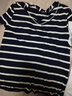 橫行道夏裝新款2024韓范休閑寬松顯瘦女裝粗橫條紋短袖t恤上衣服v領(lǐng)外穿 藍大白小 L 曬單實(shí)拍圖